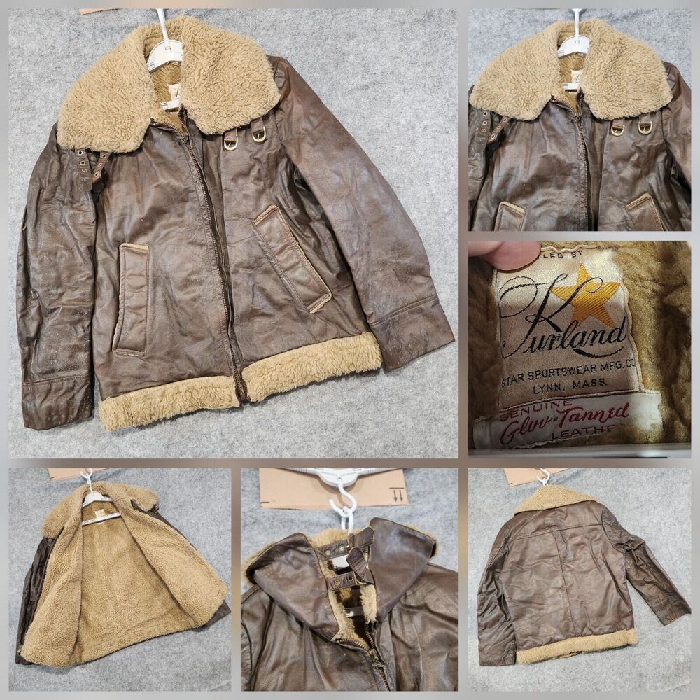 VTG Kurland Star Sportswear Glove Tanned Leather Lined Aviator‎ Bomber Jacket